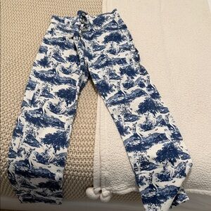 Reformation Blue and White Jeans
